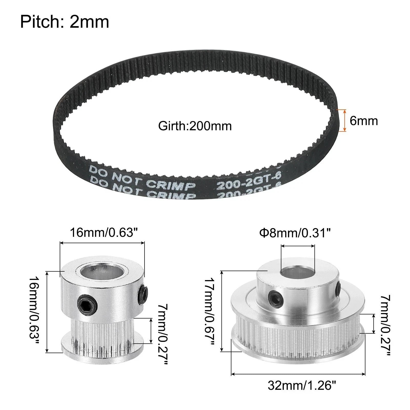 20 & 48 Tooth Aluminum Timing Pulleys for (200mm Belt)