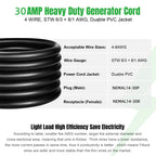 20FT 30A RV Power Cord for Generator Inlet Box (L14-30P to L14-30R)