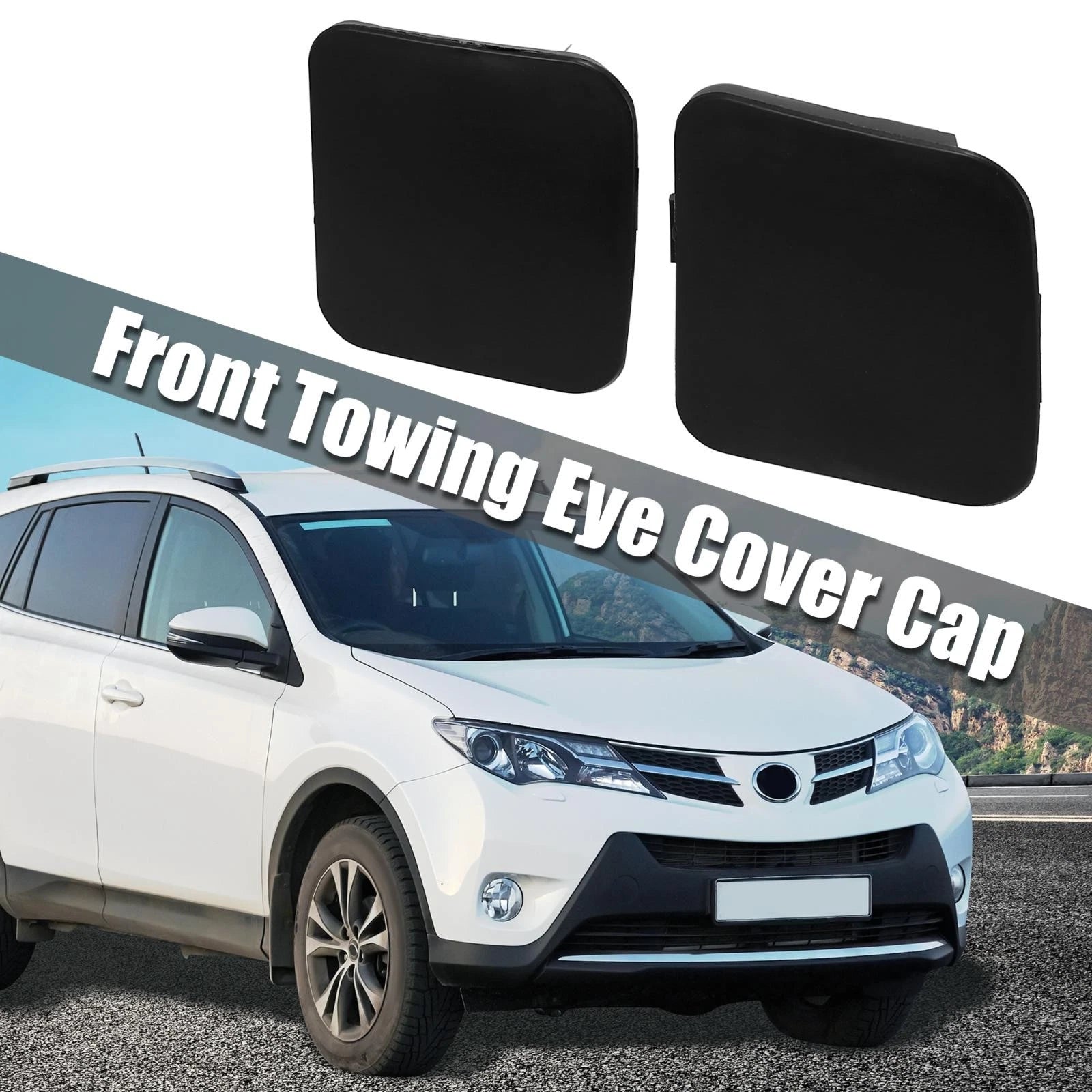 Pair Front Bumper Tow Hook Cover Caps 532860R020 532850R020 for Toyota RAV4 (2009–2012)