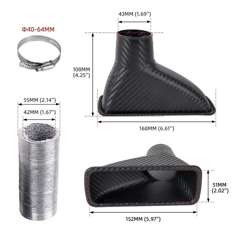 Turbo Air Intake Pipe Funnel Kit for Universal Car (All Models)