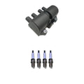 Hitachi Ignition Coil & 4 Denso Spark Plugs for Chevrolet Aveo (2004–2011)