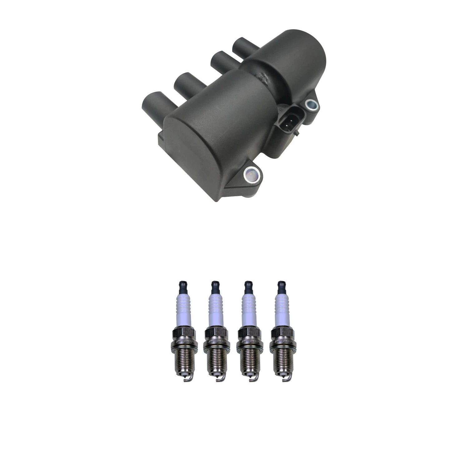 Hitachi Ignition Coil & 4 Denso Spark Plugs for Chevrolet Aveo (2004–2011)