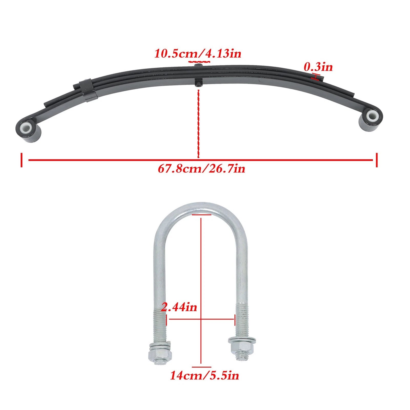 3 Leaf U-Bolt Kit for 4000lbs Single Trailer Axle (2000)