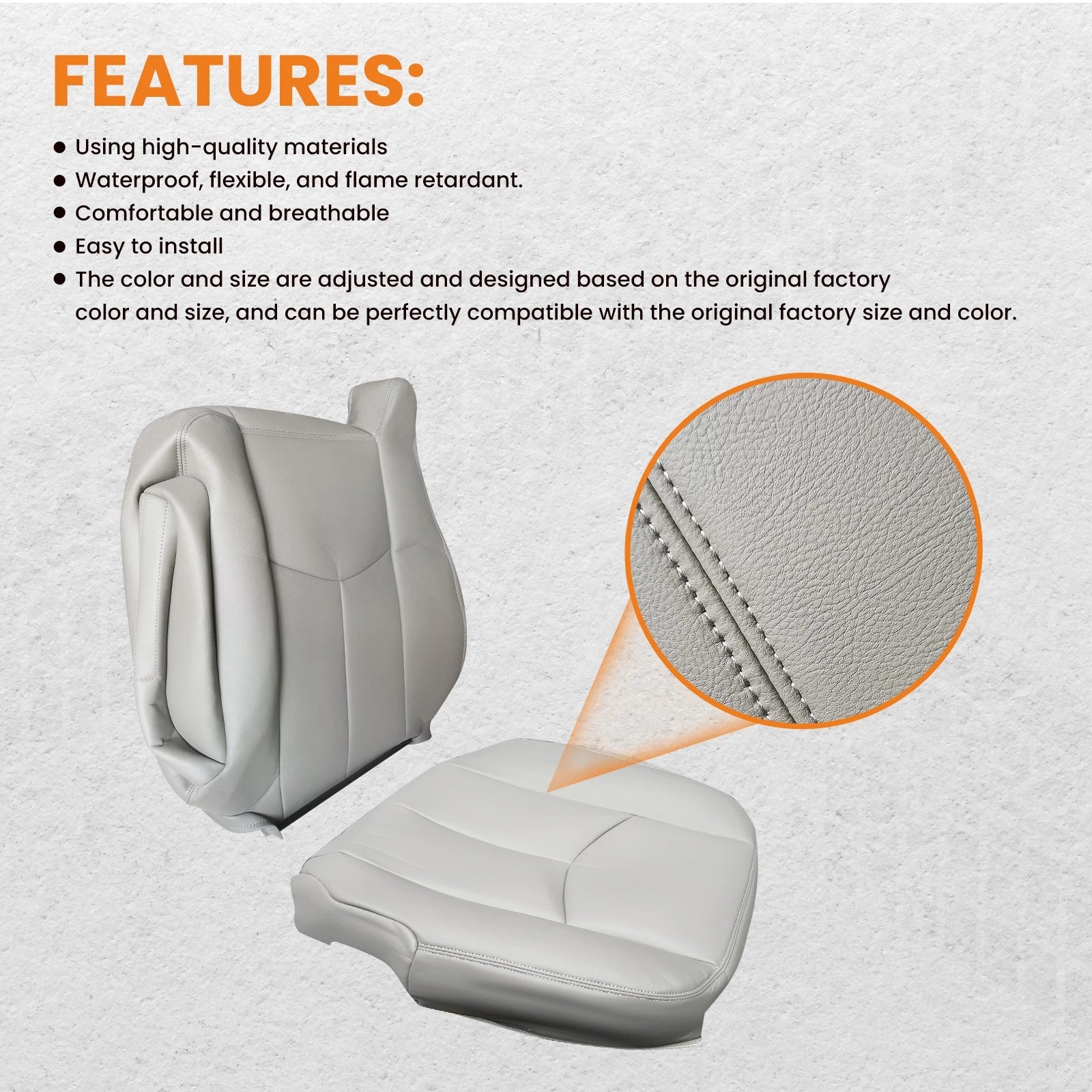 Front Leather Seat Cover for Chevy Silverado GMC Sierra (2003–2006)