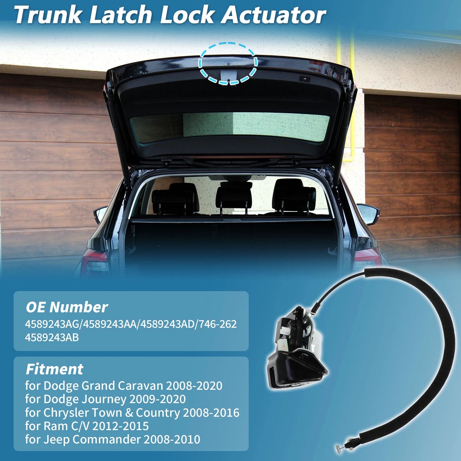 Trunk Latch Actuator No. 4589243AG for Dodge Grand Caravan Journey (2008–2020)