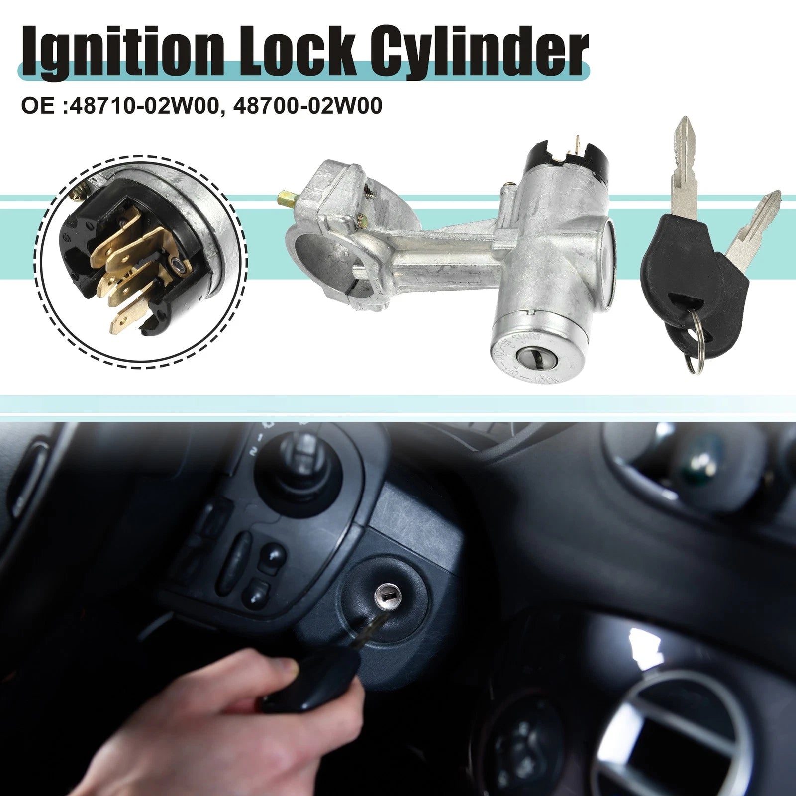 Set of 1 Ignition Switch Cylinder Lock Assembly for Nissan 720 (1980–1983) 48710-02W00