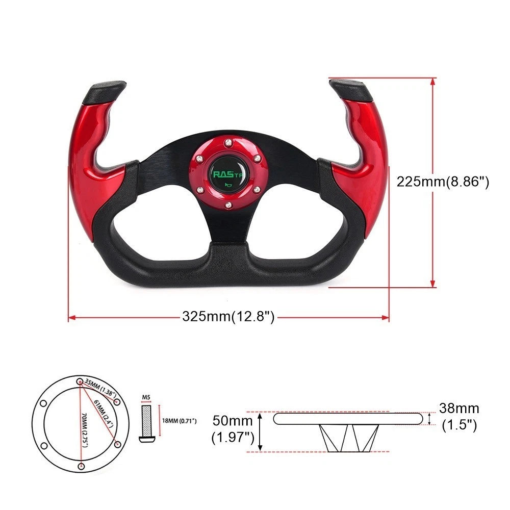 Flat Drift Racing Steering Wheel 13" with Horn Button Universal