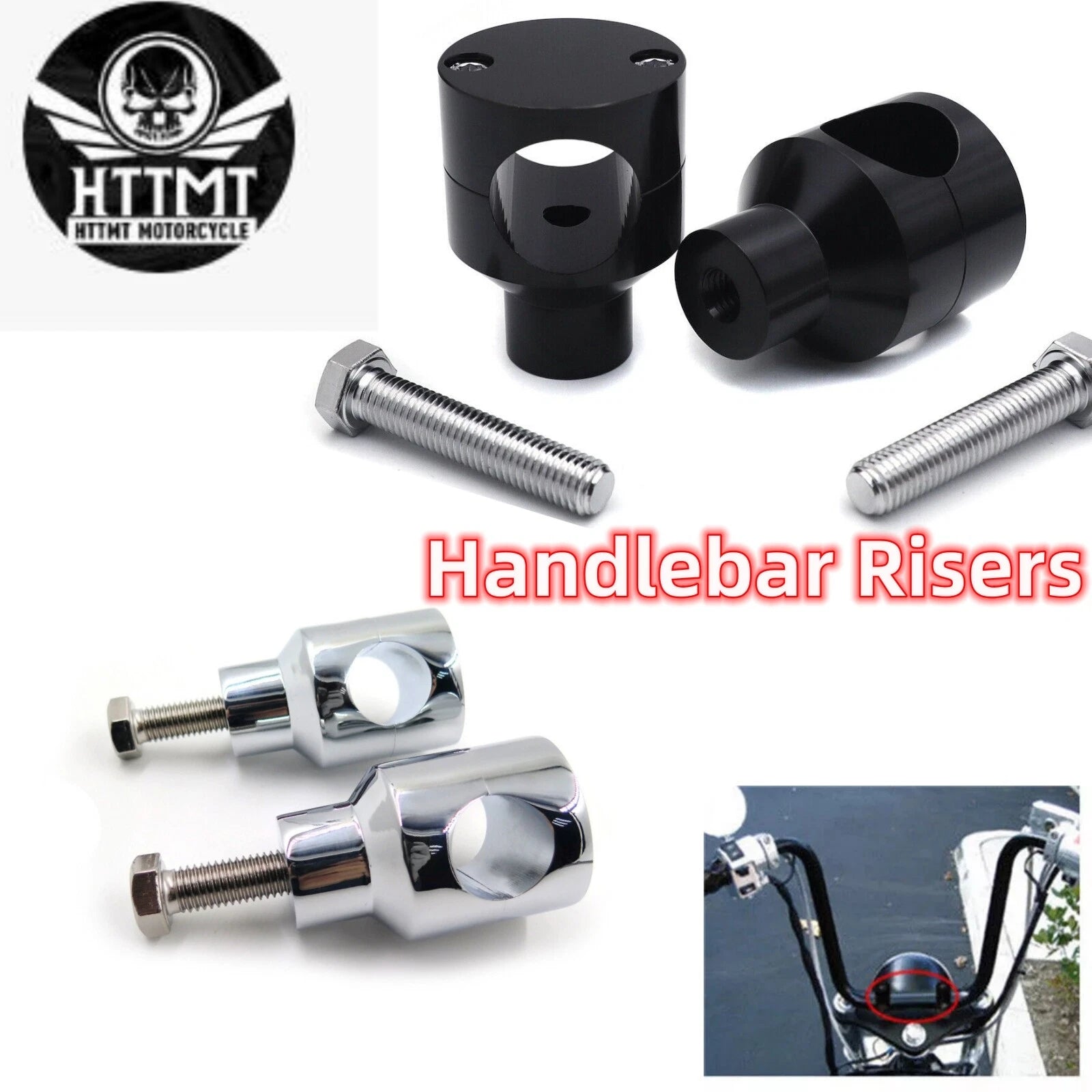 Handlebar Risers for Harley Cruisers Choppers Metrics Victory