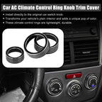 3pcs Black AC Climate Control Knob Trim Cover for Subaru Forester 
