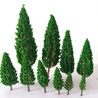 10pcs Green Pine Trees for DIY Railroad Garden Park Diorama (1.88"-6.29")
