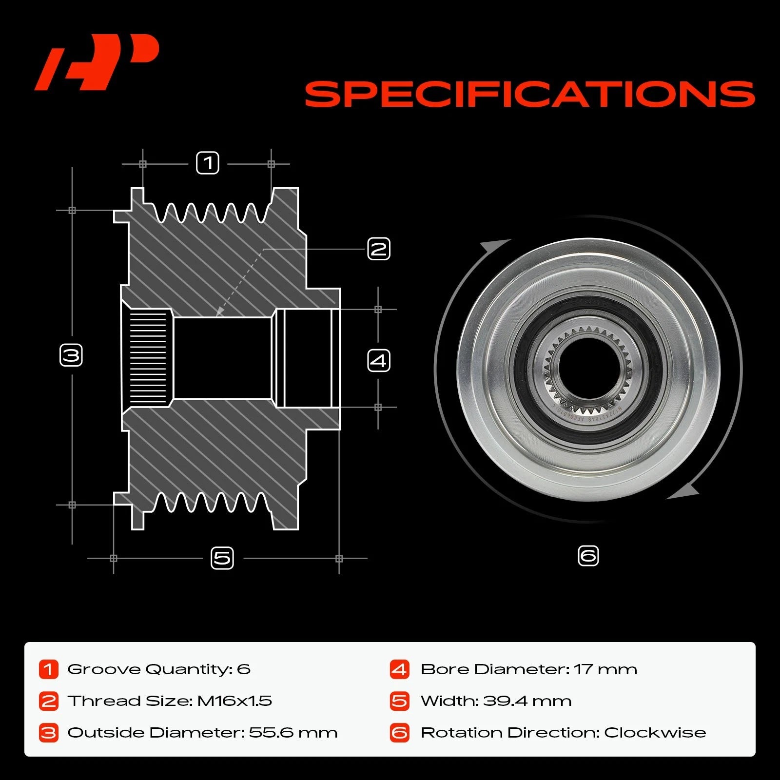 Alternator Clutch Pulley for Chevy Blazer S10, Ford Ranger