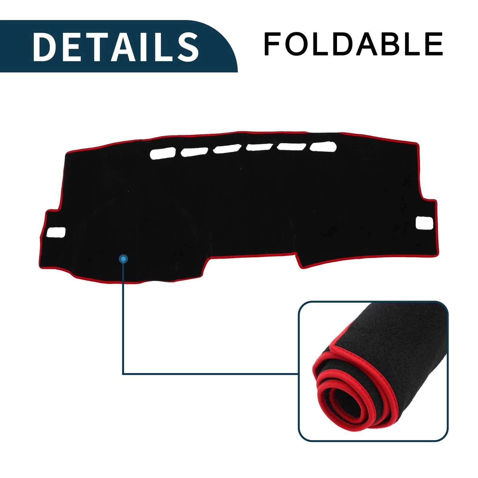 Dashboard Cover Mat for Toyota Corolla (2007–2012) Black Red 1 Set