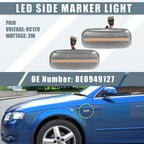 2X Clear Lens LED Side Marker Amber Light 8E0949127 for Audi A4 (2002–2009)