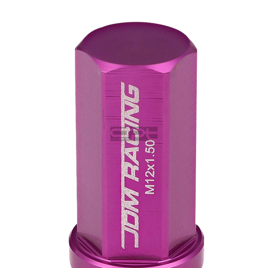 20 PCS Closed End M12x1.5 50mm Tall Purple Aluminum Lug Nuts + Adapter