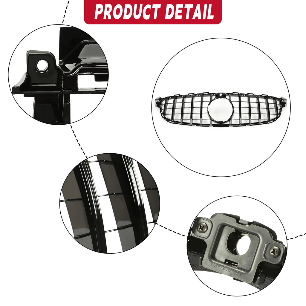 GT R Black Grille with Camera Hole for Mercedes-Benz W205 C63 C63S AMG (2015–2018)