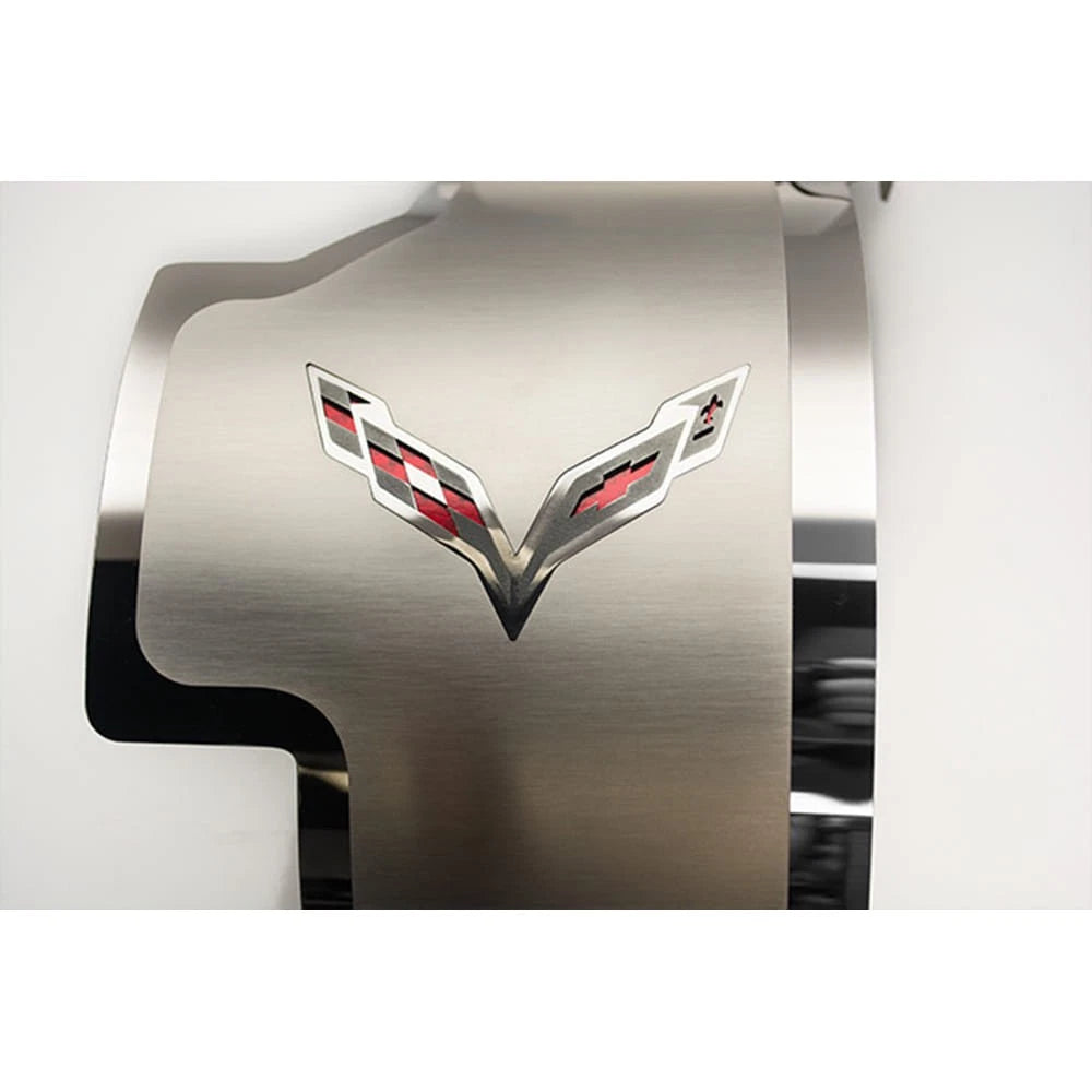 Stainless Alternator Cover with Vinyl Flags Inlay for 2014–2019 Corvette