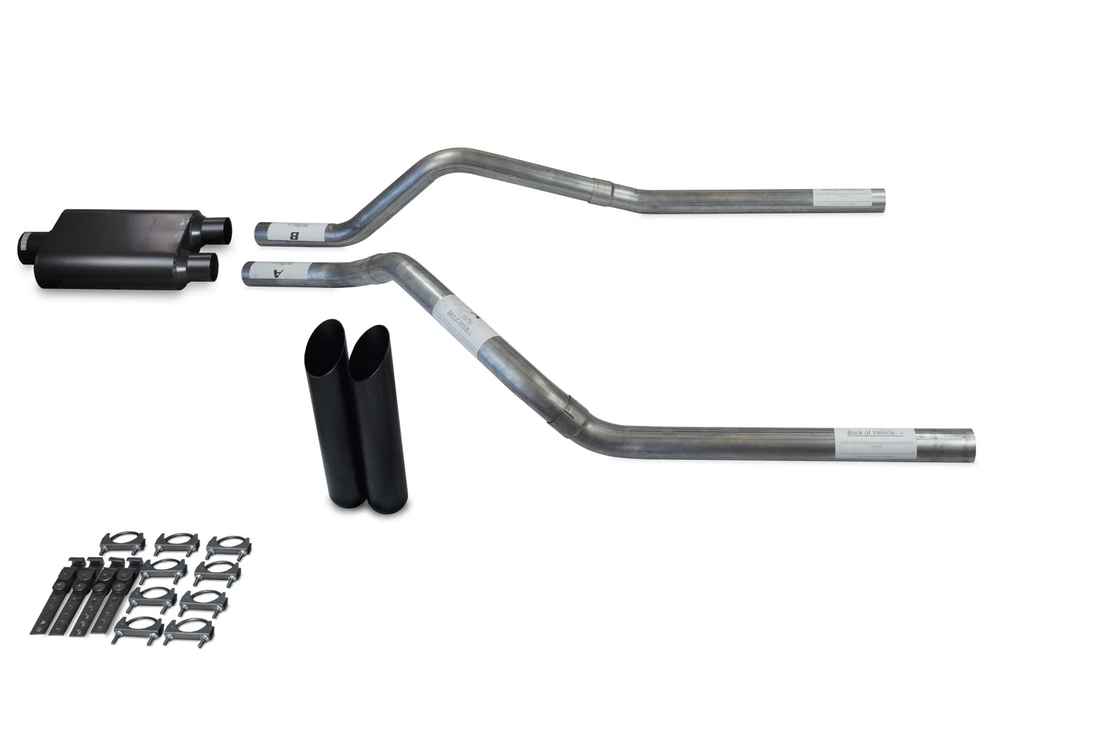 Dual Exhaust Kit for GMC Jimmy (2000–2004) 2.5" with Black Tips