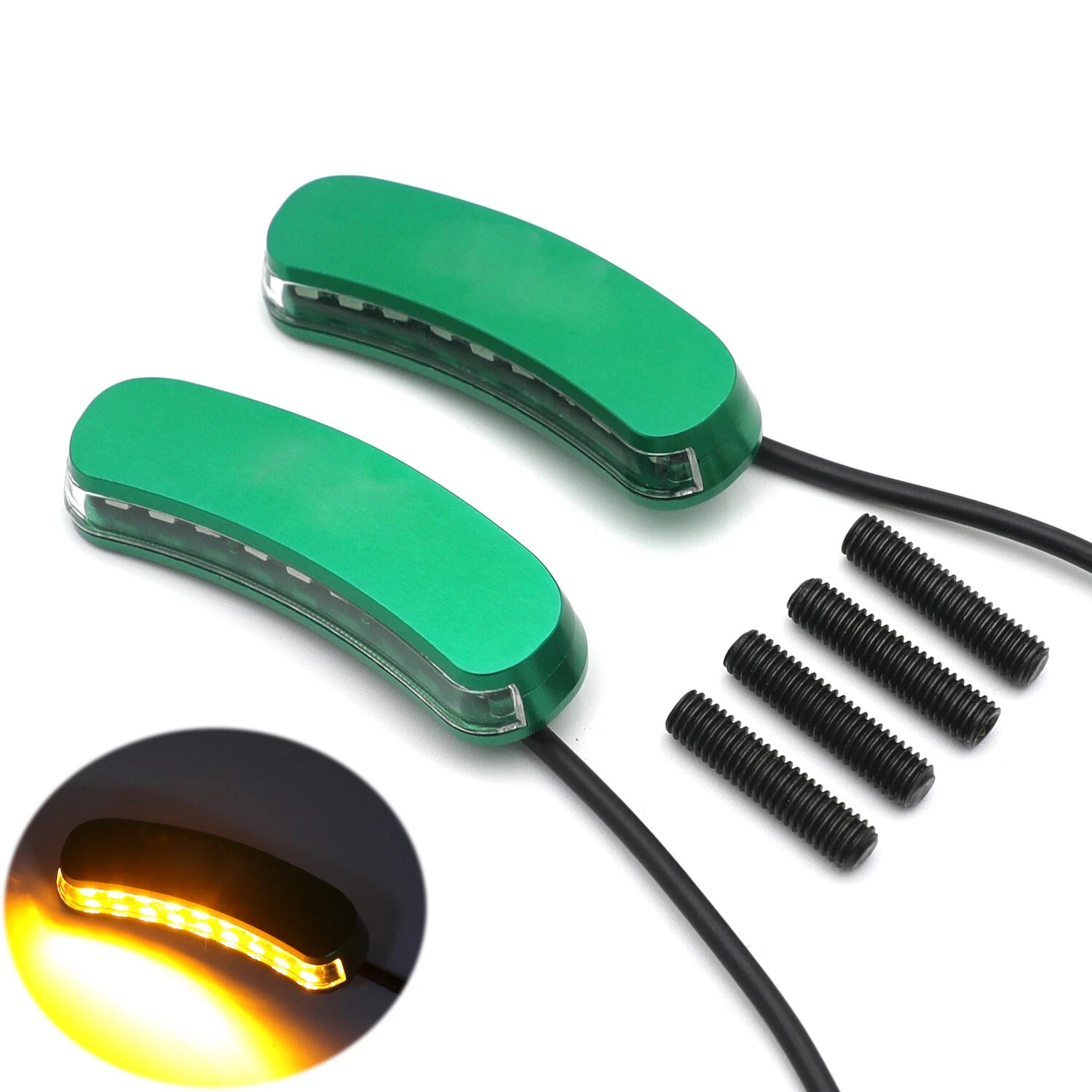 LED Signal Green Mirror Block Off Base Plates for Kawasaki Ninja ZX-10R (2011–2015)