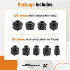 Set of 4 Grooved Lock Nuts for Automotive Applications (1/2" Drive)