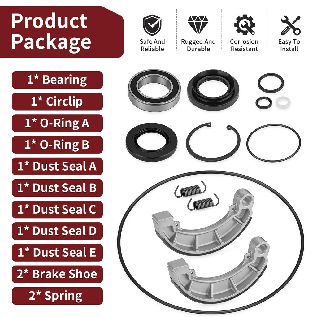 Rear Brake Drum Bearing Seals & Shoes for Honda Rancher 420 TRX420TM(2007–2013)