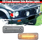 2X Clear Amber LED Front Bumper Side Marker Light for Toyota Land Cruiser Pickup