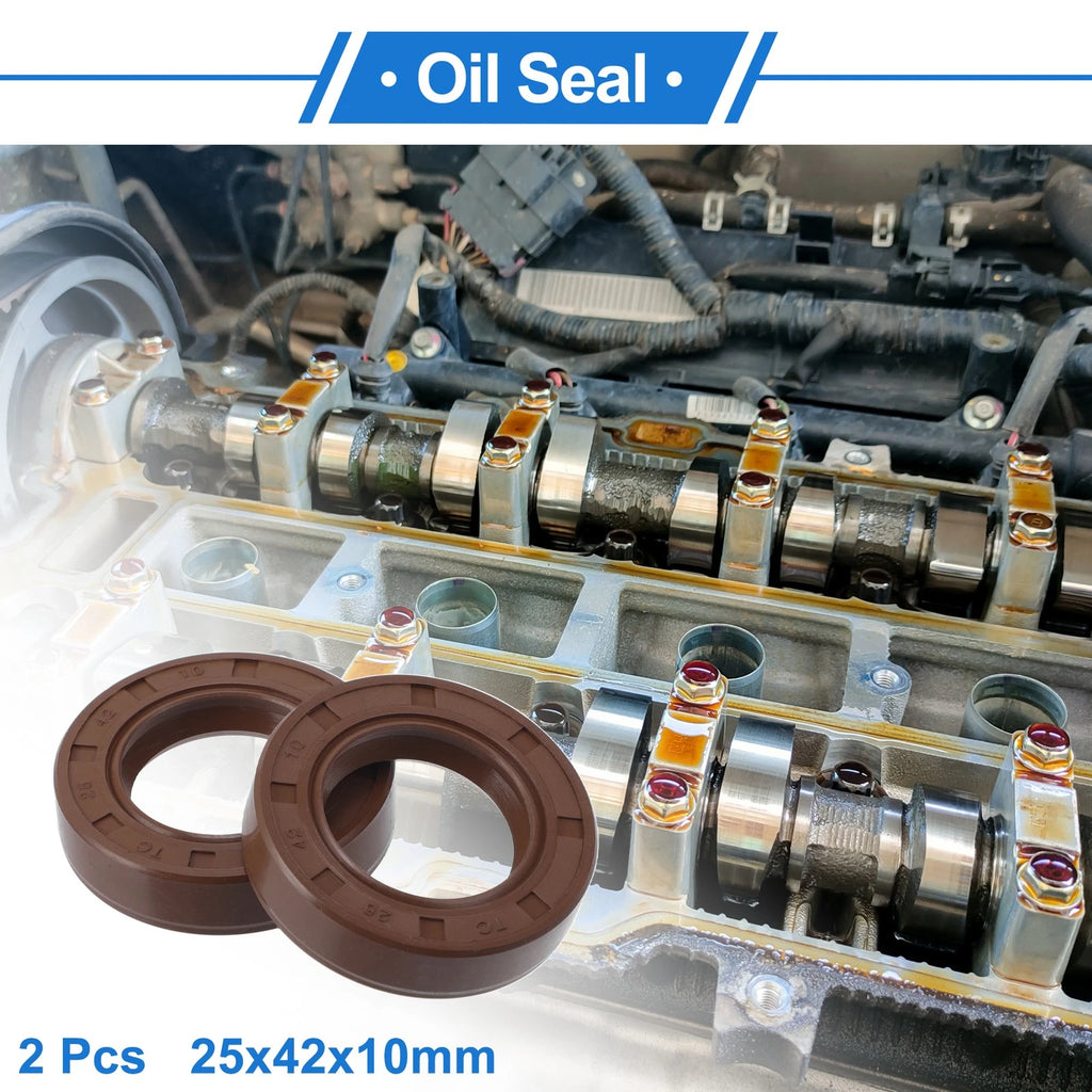 Set of 2 Oil Seal Rotary Shaft Seal FKM Rubber 25x42x10mm
