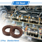 Set of 2 Oil Seal Rotary Shaft Seal FKM Rubber 25x42x10mm