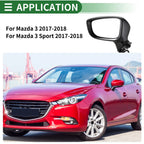 Left Side Door Mirror for Mazda 3 (2017–2018) Manual Folding Black