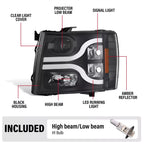 Projector Headlights LED DRL for Chevy Silverado 1500 2500HD 3500 HD (2007–2013)