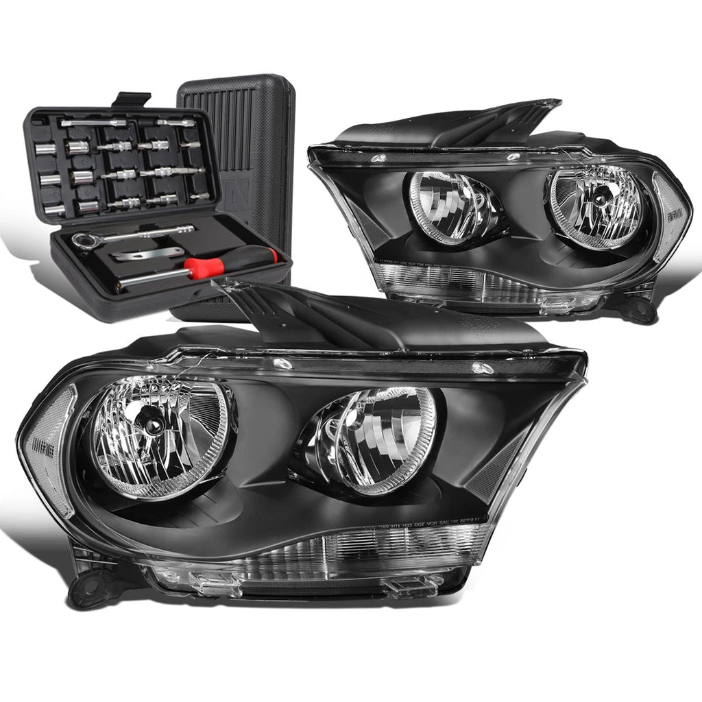 Set of 2 Black/Clear Signal Headlights for Dodge Durango (2011–2013)