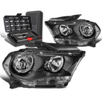 Set of 2 Black/Clear Signal Headlights for Dodge Durango (2011–2013)
