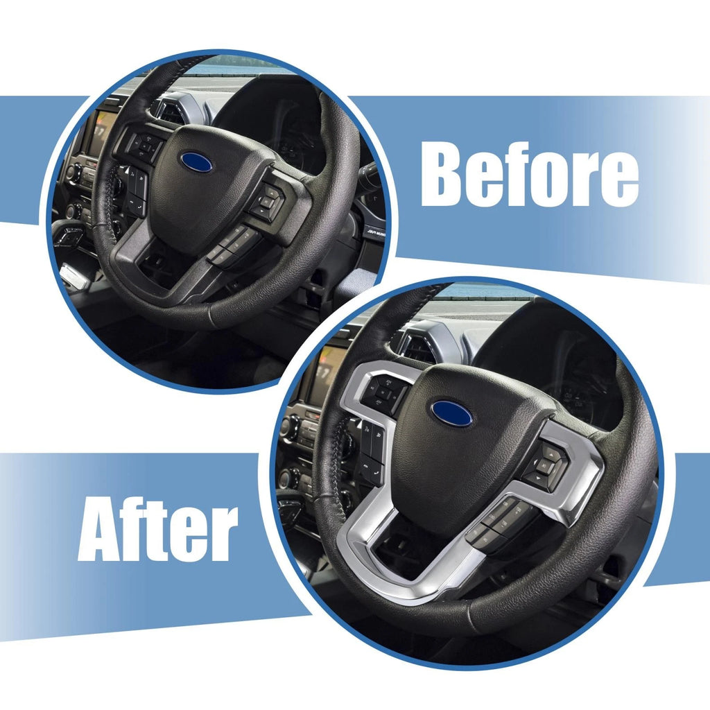 Steering Wheel Trim Cover for Ford F150 (2015–2019) Silver Tone