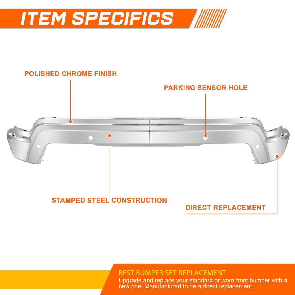 Front Bumper Face Bar for Chevrolet Silverado 1500 (2022–2024) w/ Sensor Holes