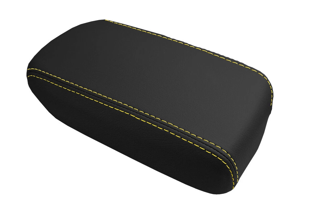 Leather Console Lid Armrest Cover for Toyota Corolla (2009–2013) Yellow Stitch