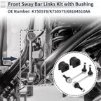 Front Stabilizer Bar Links with 2 Pcs Bushing for Jeep Grand Cherokee (1999–2021) No.K750578