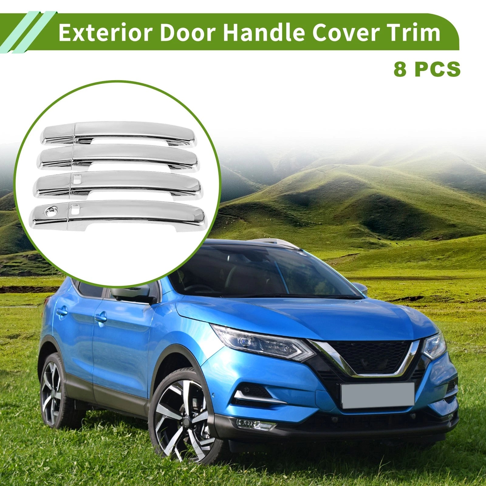 Set of 8 Electroplated Exterior Trim for Nissan Qashqai (2007–2013)