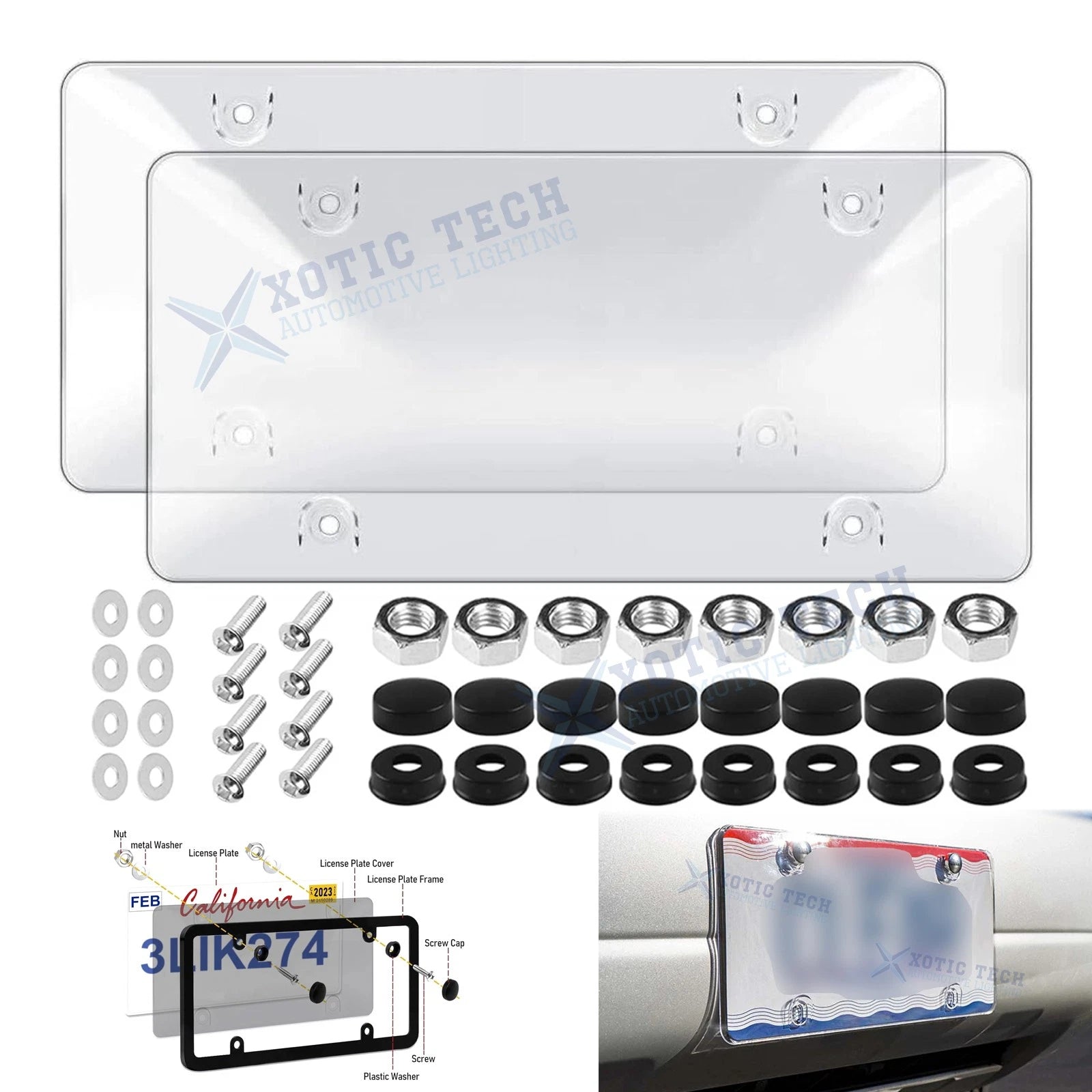 License Plate Covers Shields Holders for Standard US Plates Fit 2020–2024