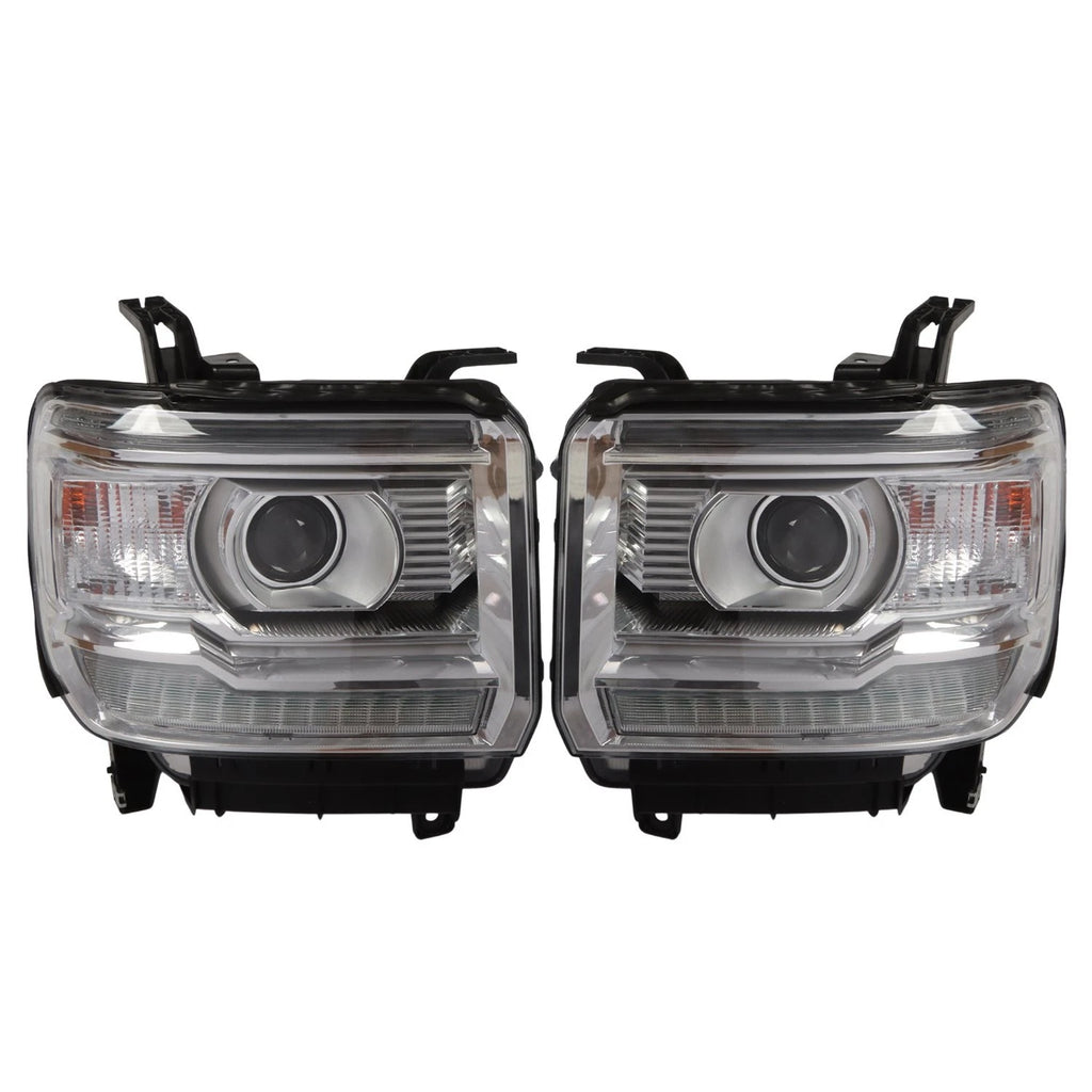 Clear LED DRL Headlights for GMC Sierra 1500 2500 3500 (2014–2018)