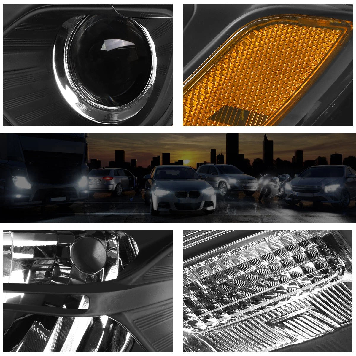Projector Headlight for Jeep Grand Cherokee (2014–2016) Black Housing Amber Side