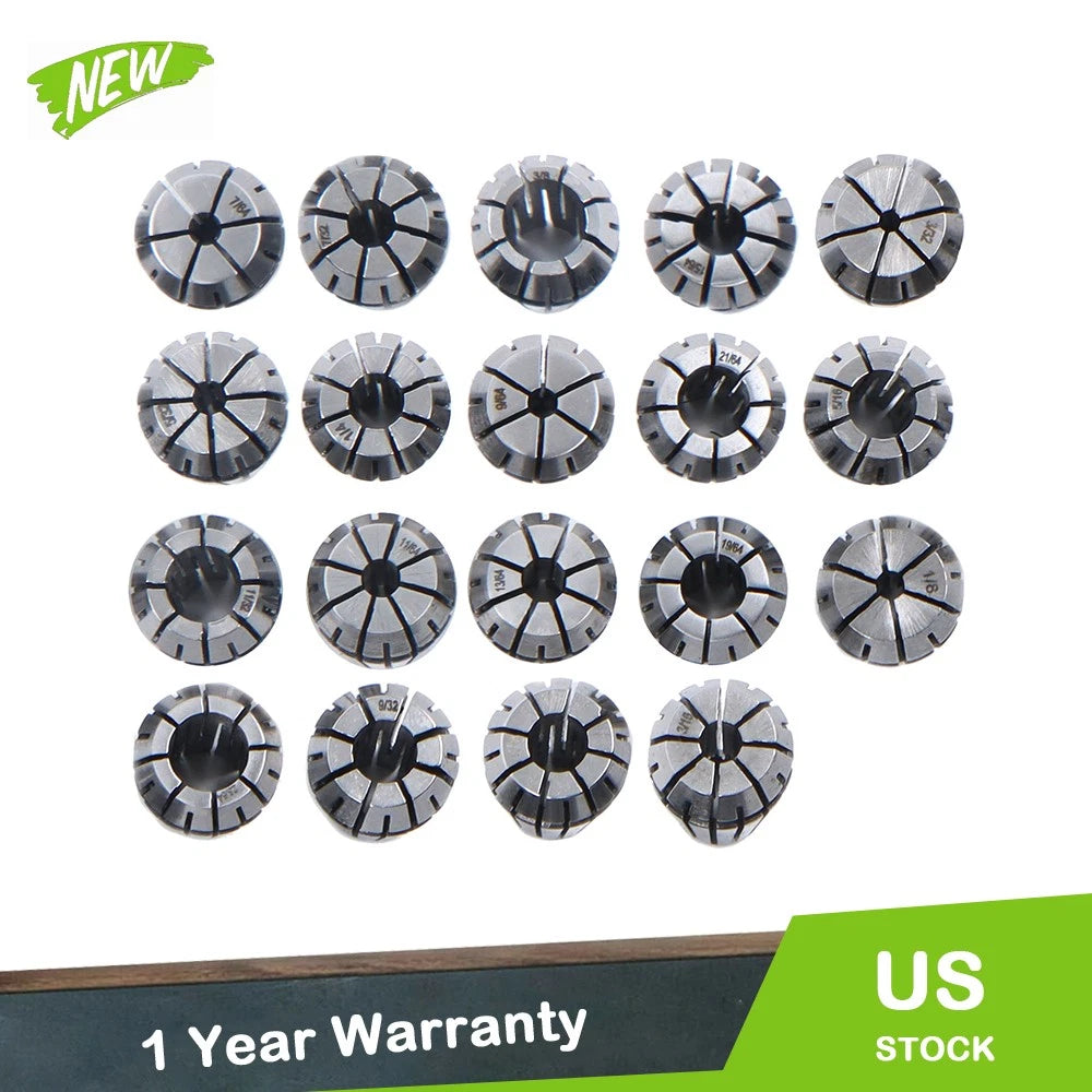 19Pcs ER16 Spring Collet Set for CNC Milling Lathe Tool