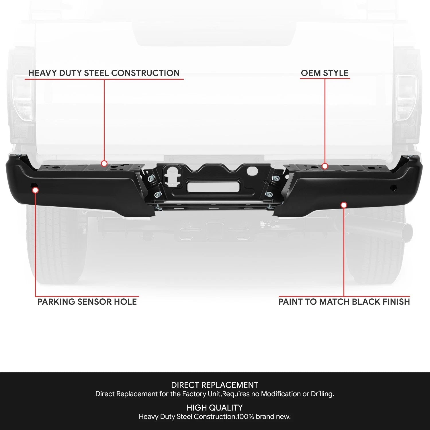 Rear Bumper Face Bar & Reinforcement for F-250 SD (2017–2022)