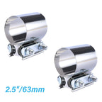 2Pcs 2.5" T304 Stainless Steel Butt Joint Band Exhaust Clamp for Universal