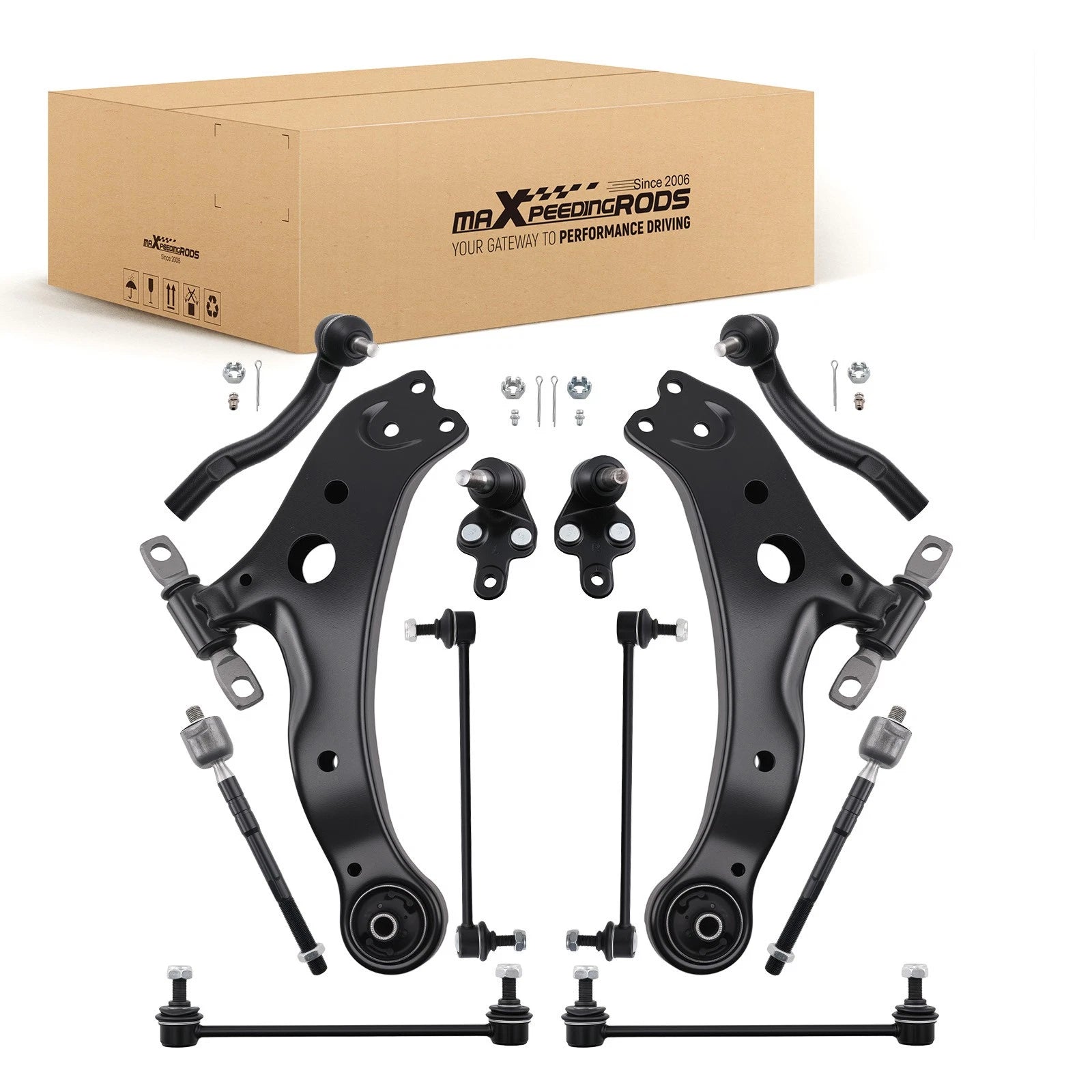 Set of 12 Front Lower Control Arm Outer Tie Rod Ends for Toyota Camry (2007–2011)