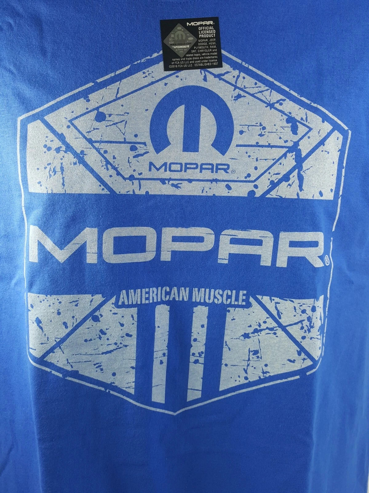 Licensed Mopar T Shirt Blue American Muscle for Dodge Challenger (2008–2019)