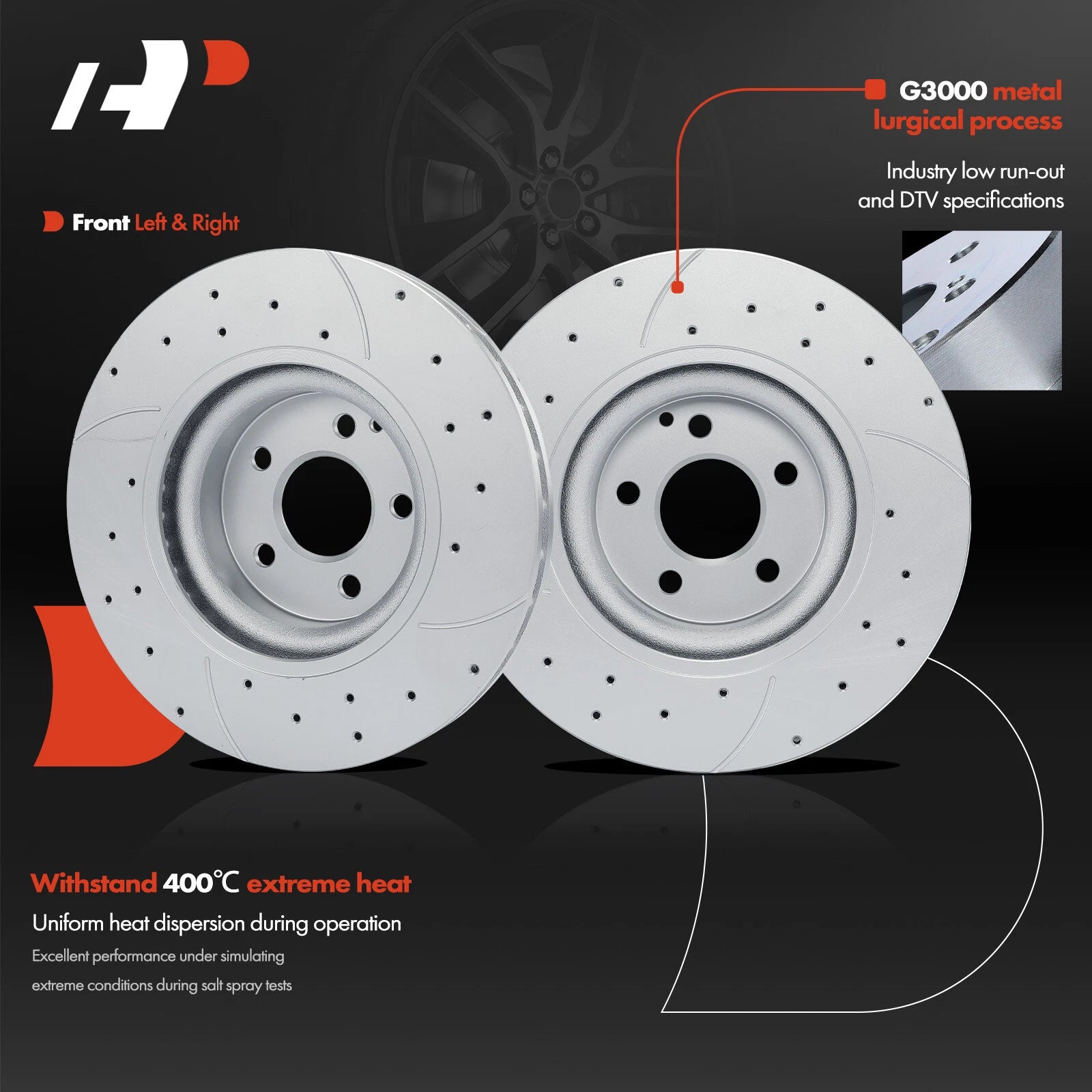 Front Side Drilled Brake Rotors for Mercedes-Benz E550 (2007–2009)