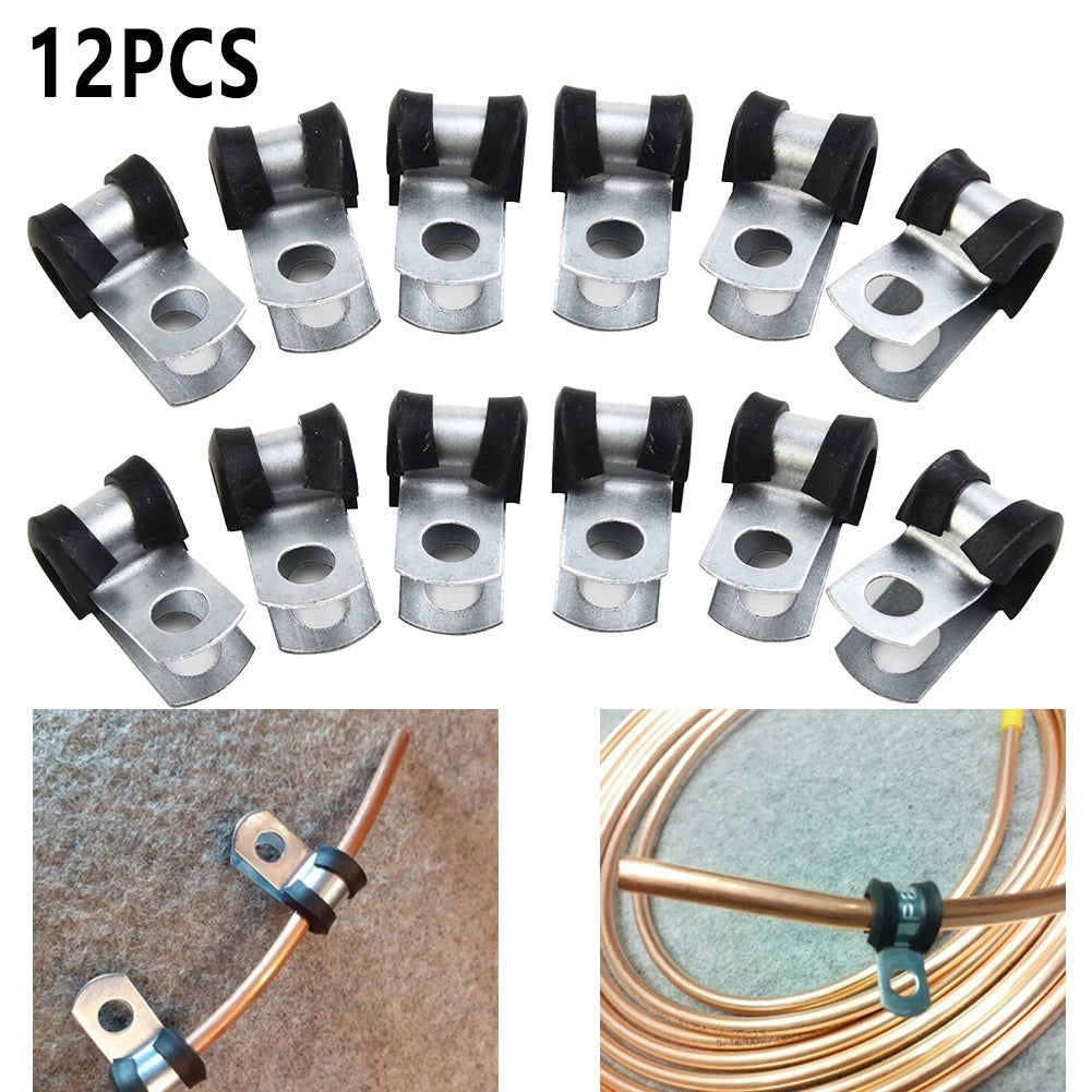 12x Rubber Lined Brake Pipe Clips for (3/16in / 4.7mm)