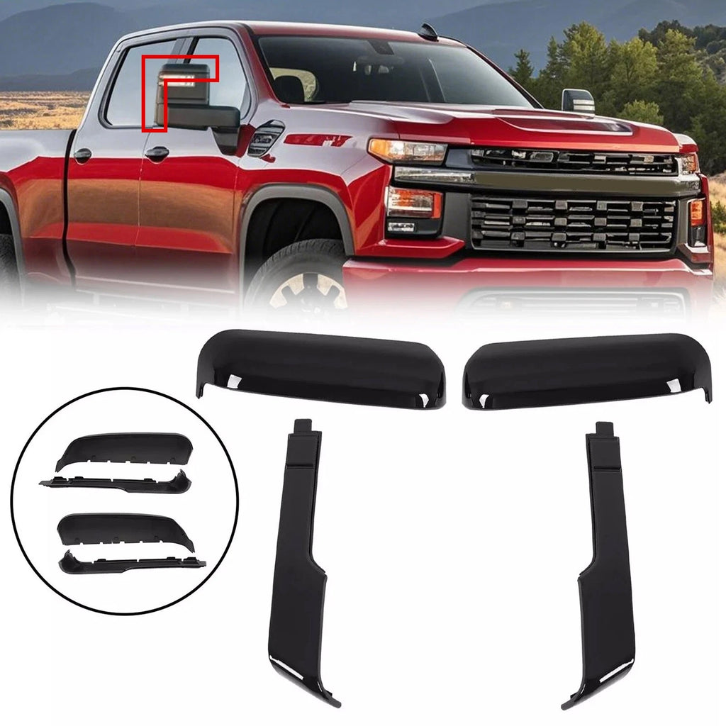 Set of 2 Top & Side Mirror Cover Caps for Chevy Silverado GMC Sierra HD (2020–2024)