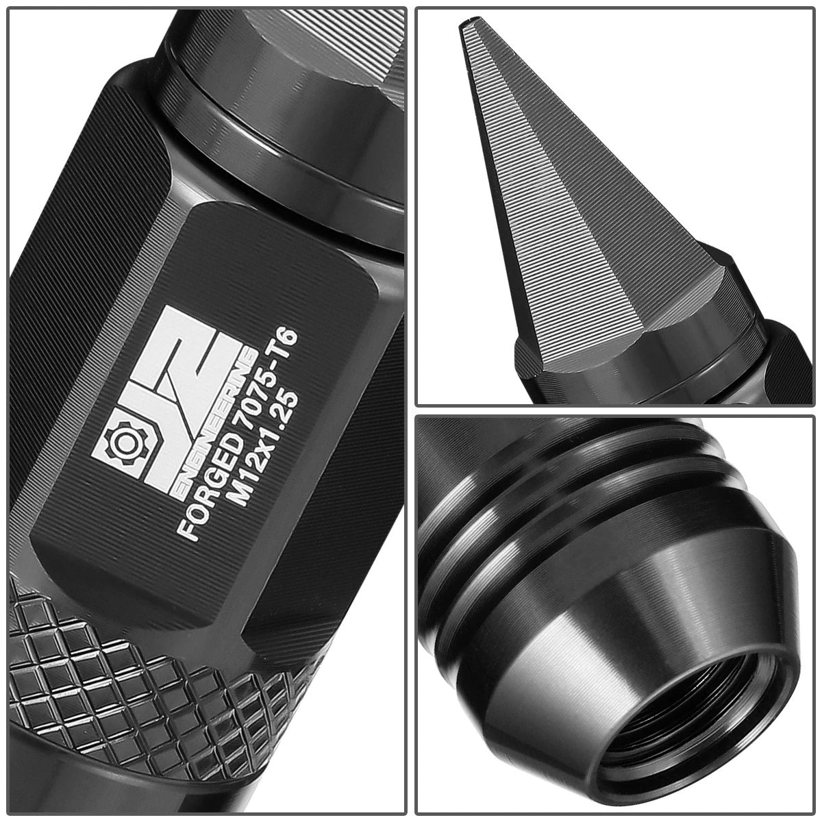 Set of 20 J2 Aluminum Black M12 X1.25 Open/Closed End Lug Nuts