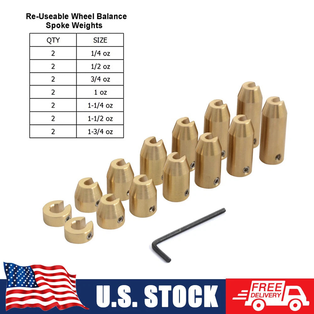 14 Pack Brass Wheel Balance Weights for Motorcycle (All Years)