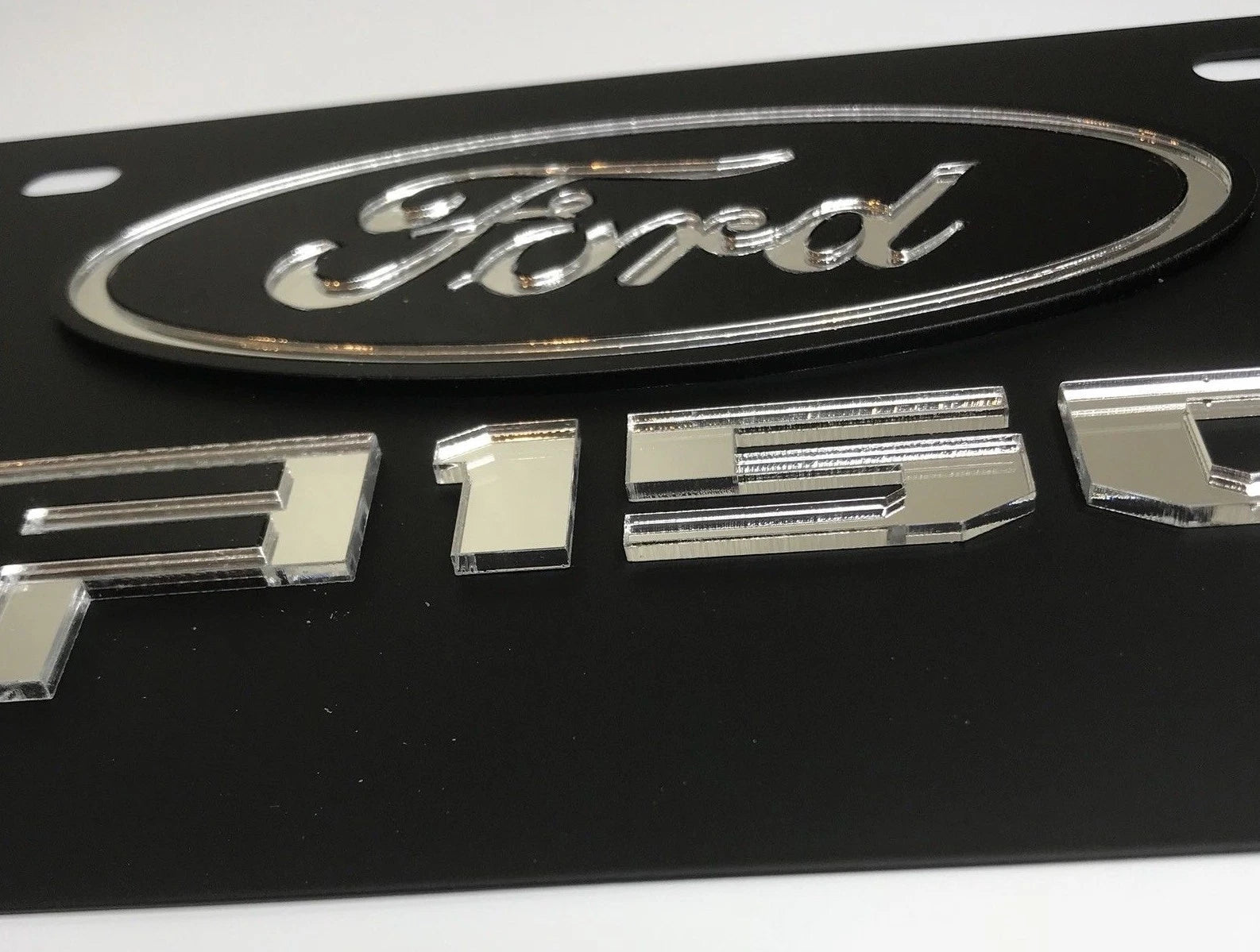 Matte Black Vanity License Plate with Emblem for Ford F150 (2004–2020)
